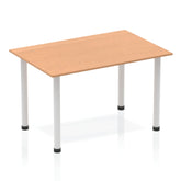 Impulse 1200mm Straight Table Oak Top Silver Post Leg BF00178 DD